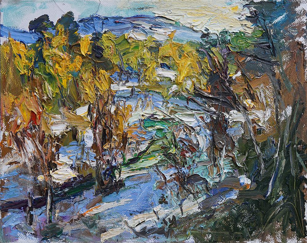 Ulrich Gleiter Landscape Painting - "Northern Landscape - First Snow" Oil painting