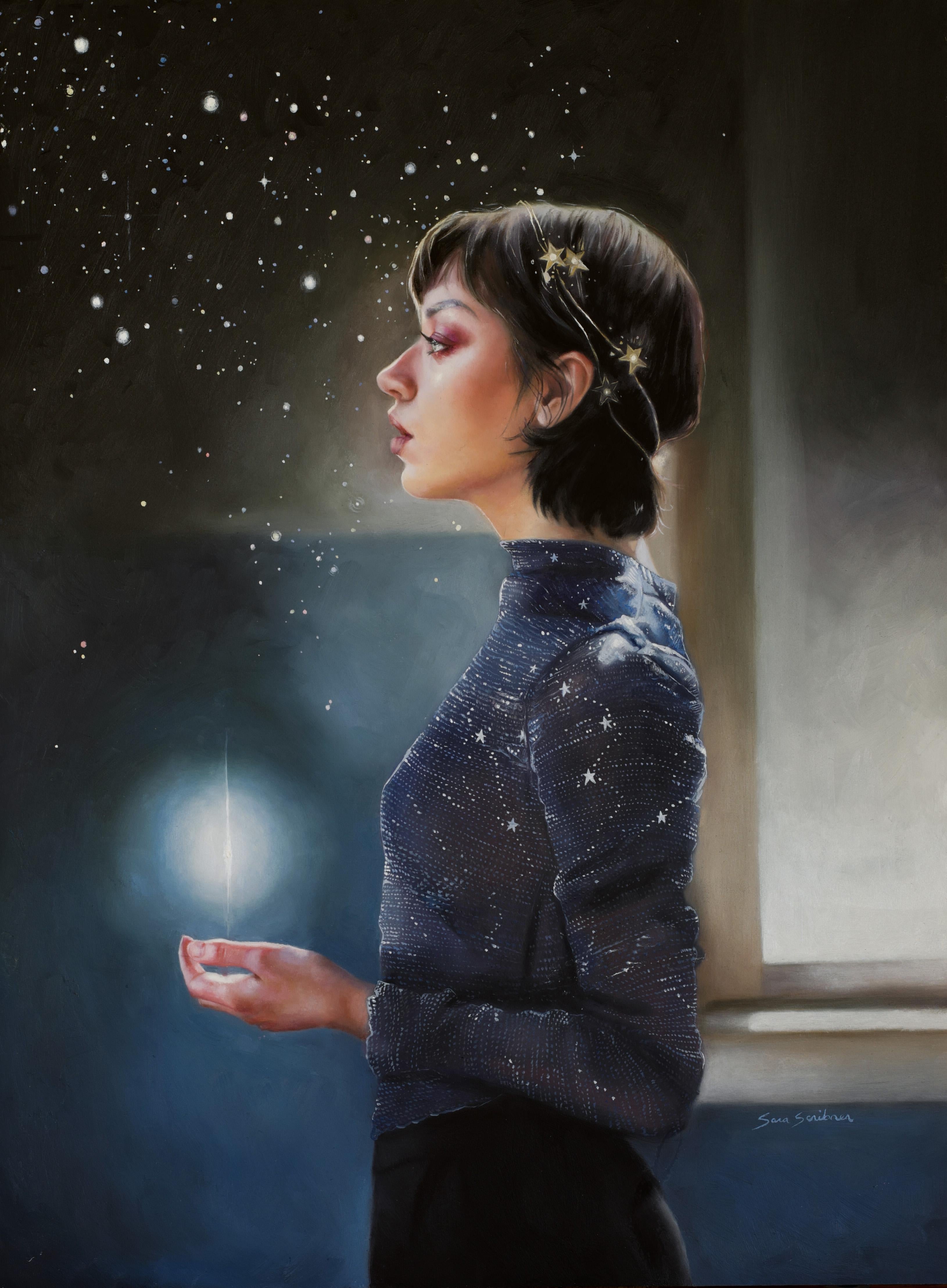 Sara Scribner Figurative Painting - "Nightfall" Oil Painting