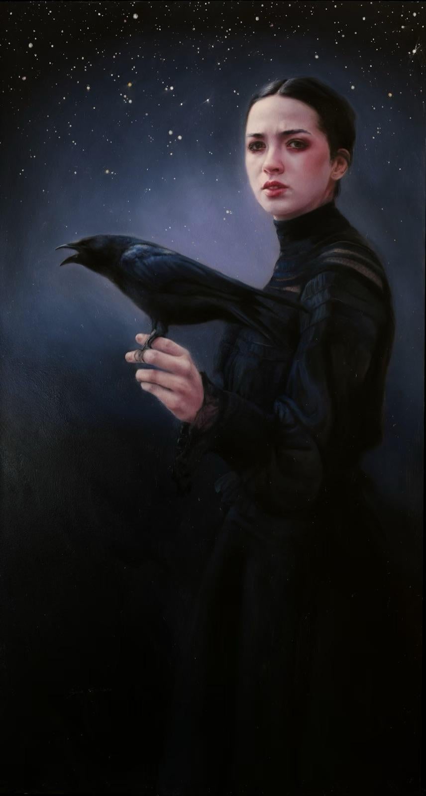 Sara Scribner Animal Painting - "Their Song Welcomed the Night" Oil Painting