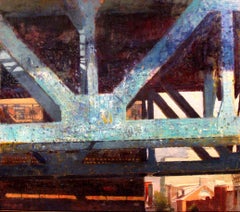 "Bridge Blue" Encaustic painting