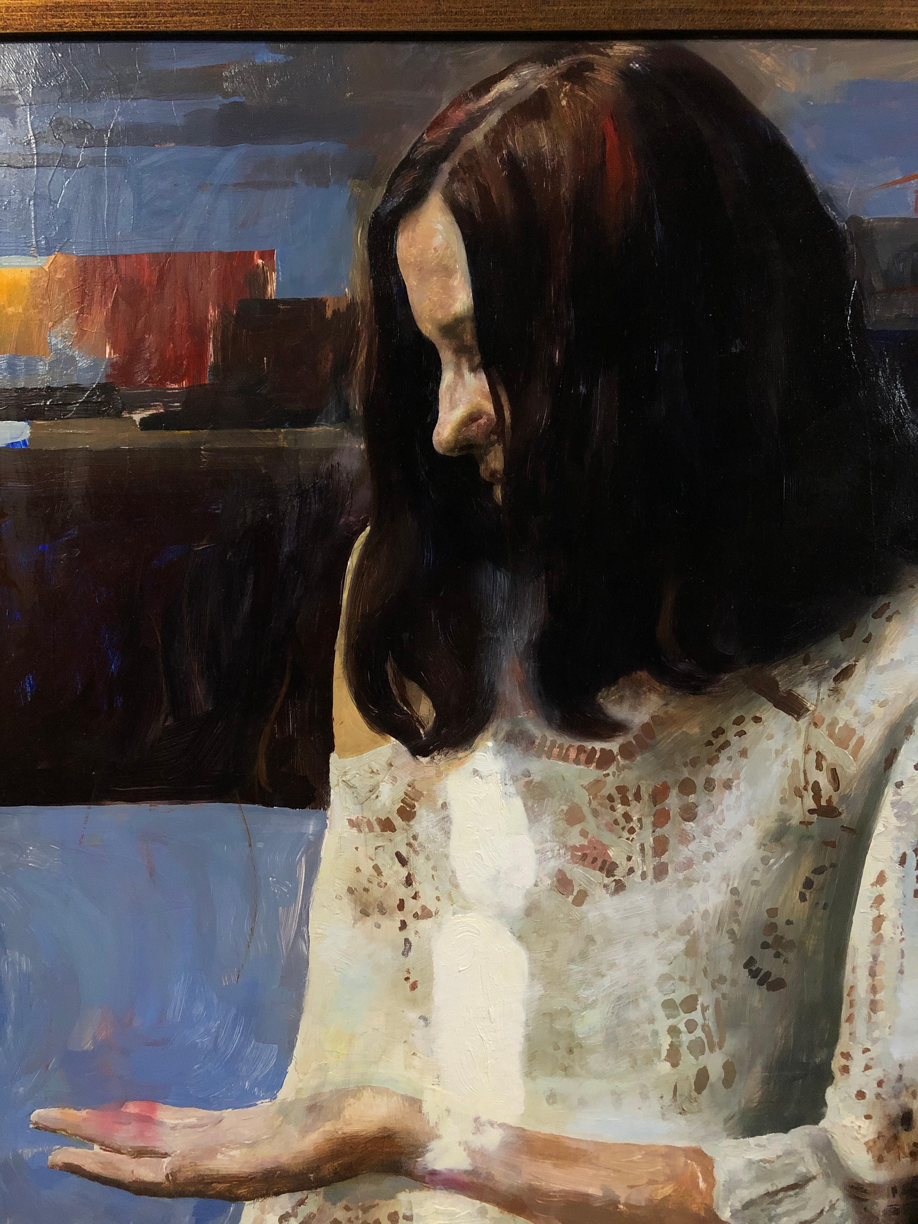 « L'objet invisible », peinture à l'huile - Noir Portrait Painting par Hollis Dunlap