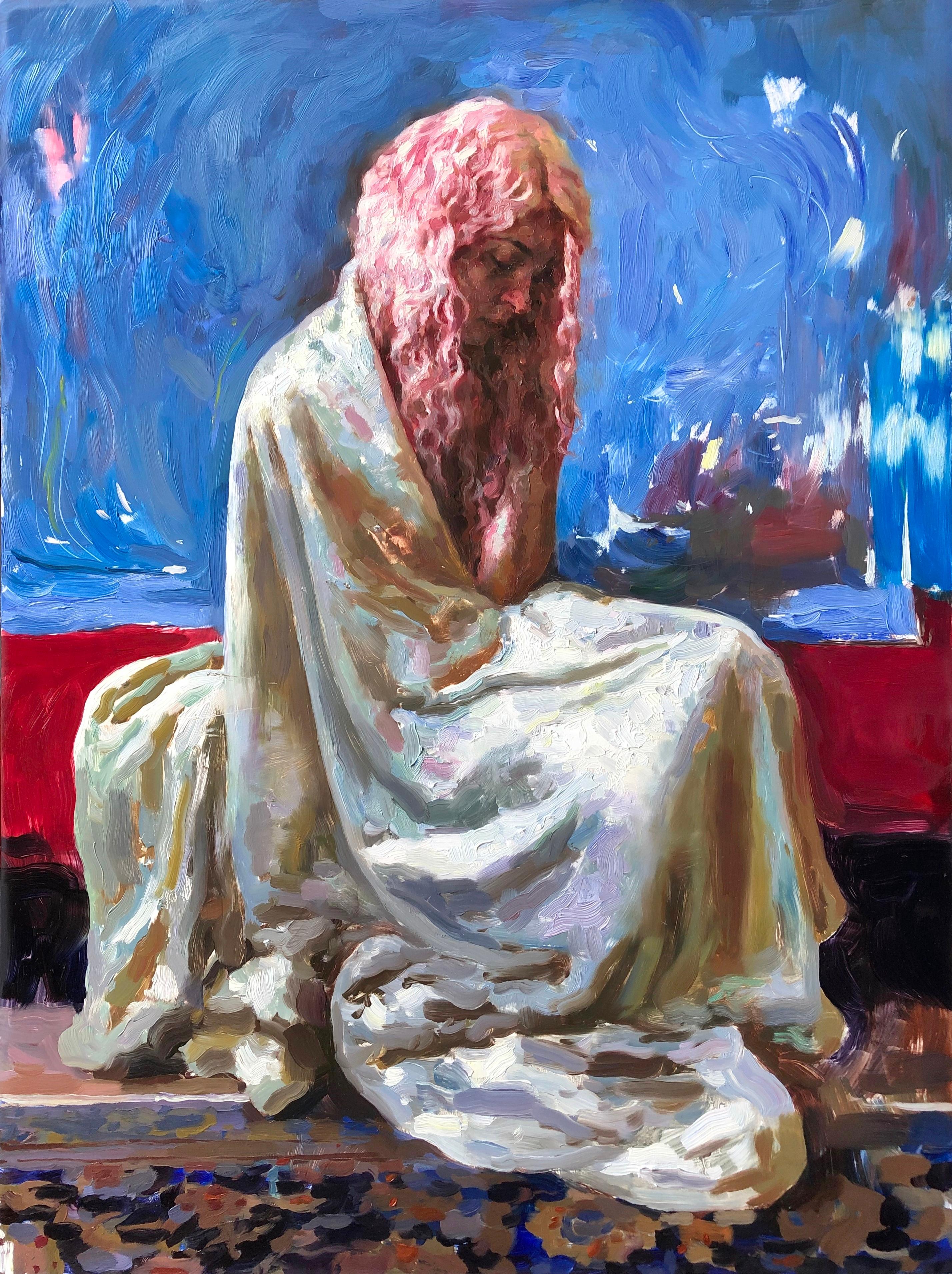 Hollis Dunlap Portrait Painting - "Stillness of Thought, " Oil painting