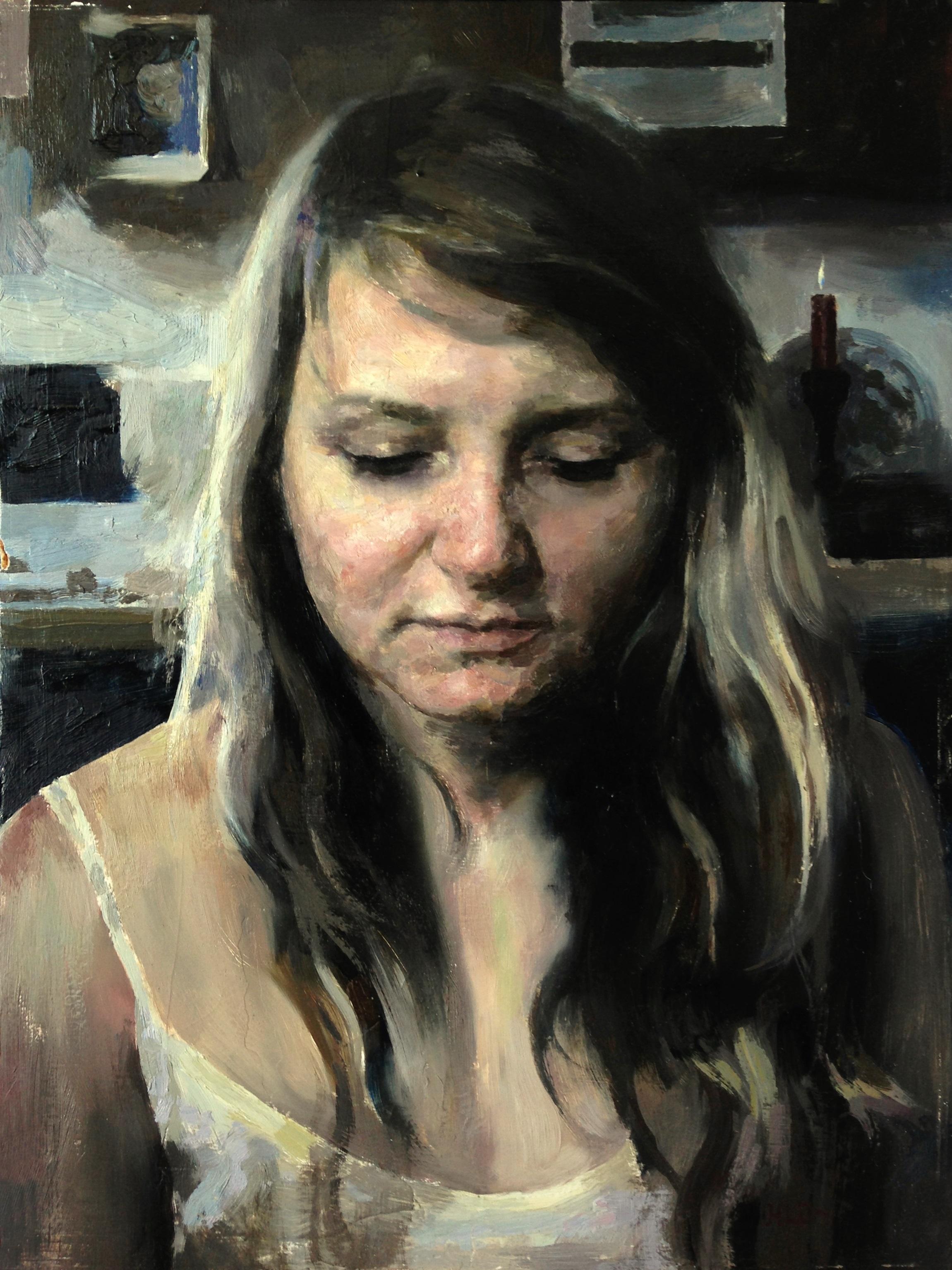 Hollis Dunlap Portrait Painting - "Moments Before, " Oil painting