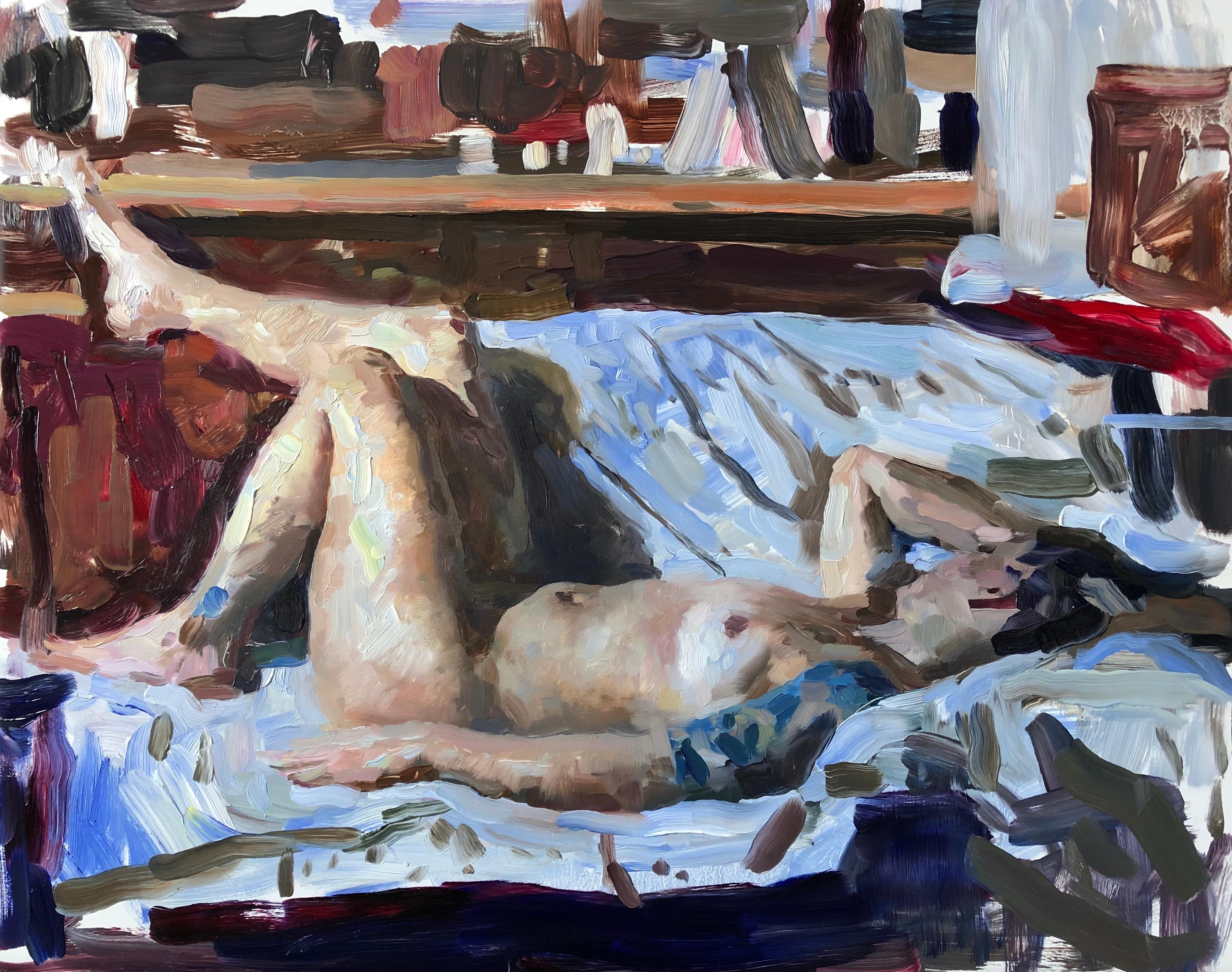 Hollis Dunlap Figurative Painting - "Meghan in Summer (Quarantine Nude), " Oil painting