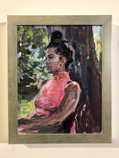"Danielle outside, " Oil painting