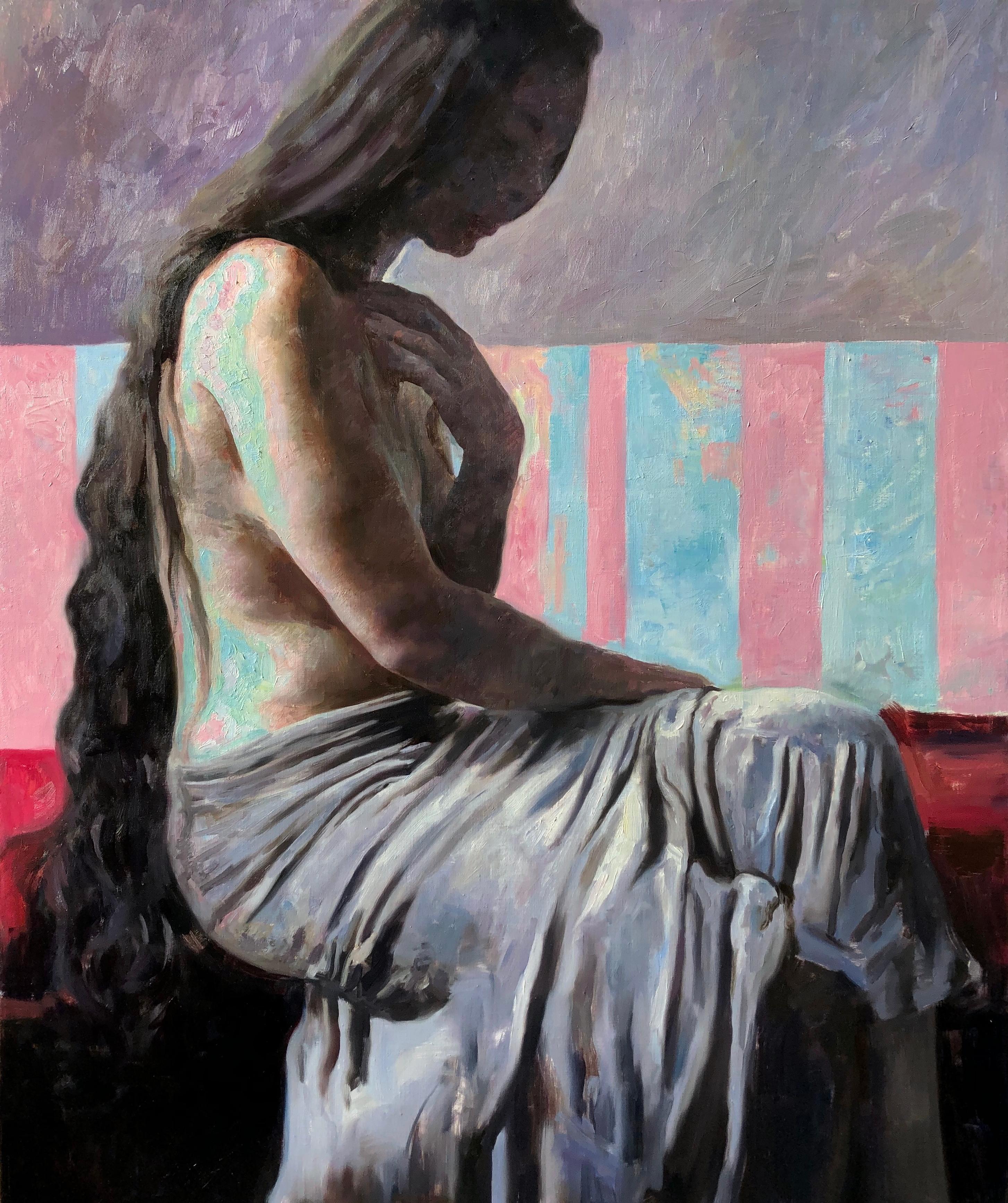 Hollis Dunlap Nude Painting - "(Waiting for) the Onset of Colors, " Oil painting