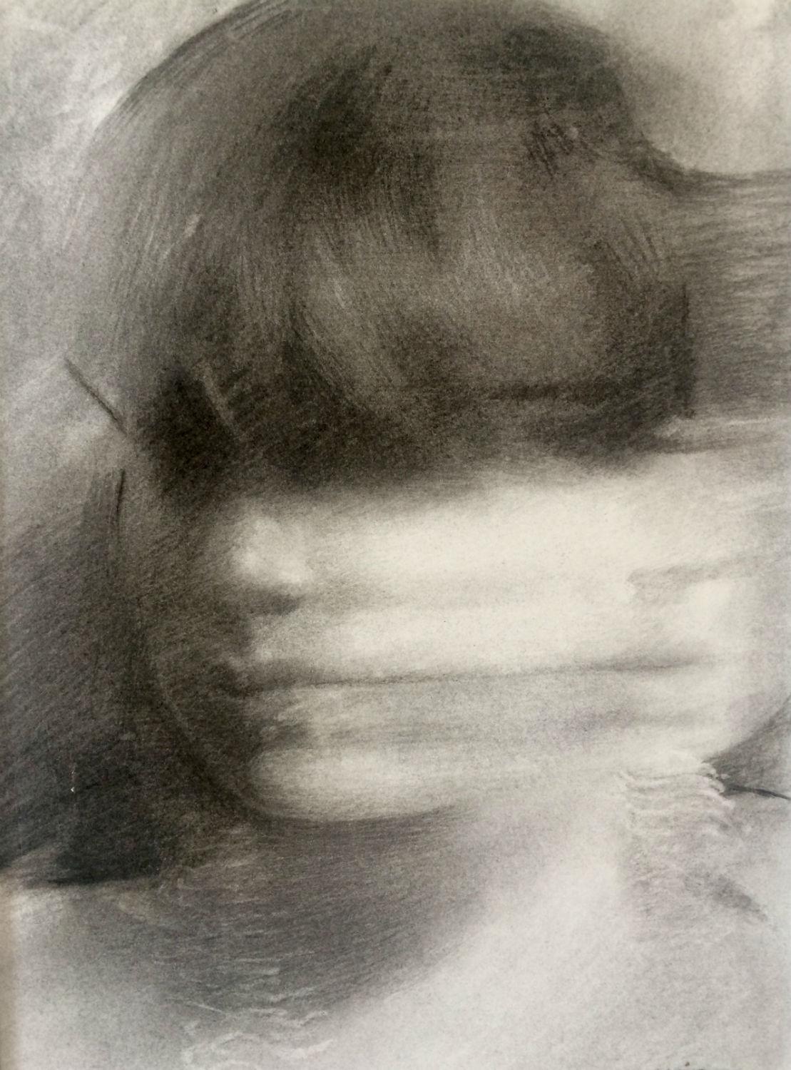 "Portrait in Motion" Charcoal Drawing