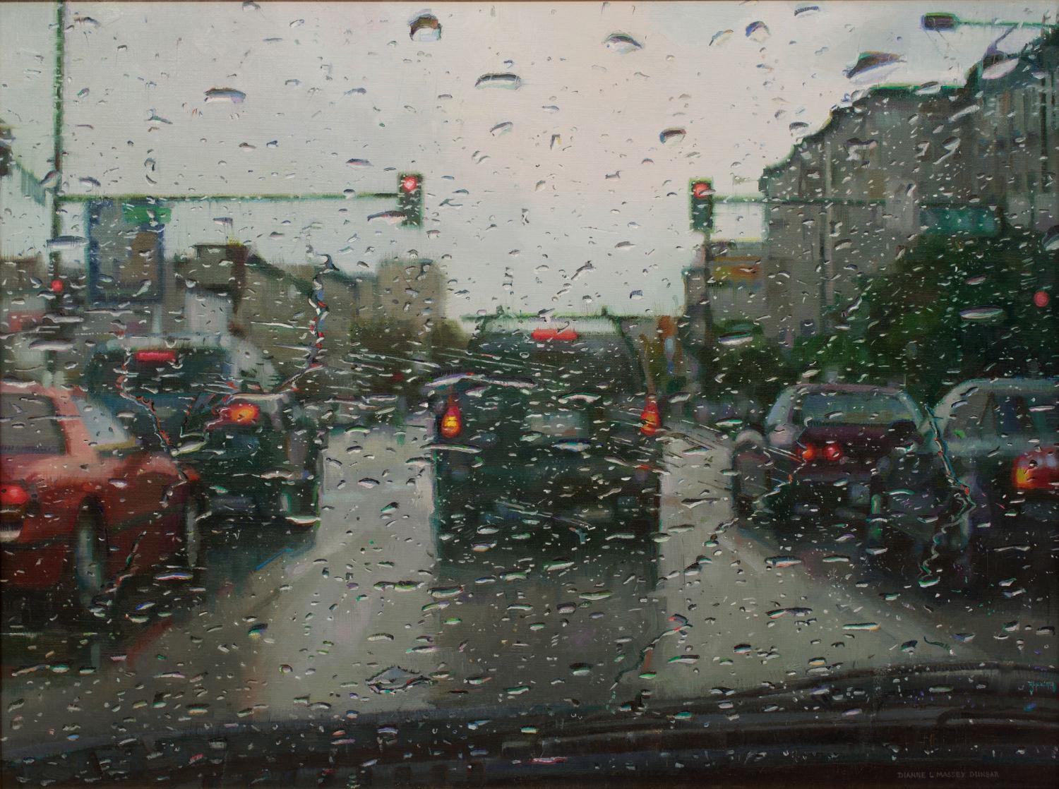 Still-Life Painting Dianne L. Massey Dunbar - "Rain on Windshield", Peinture à l'huile