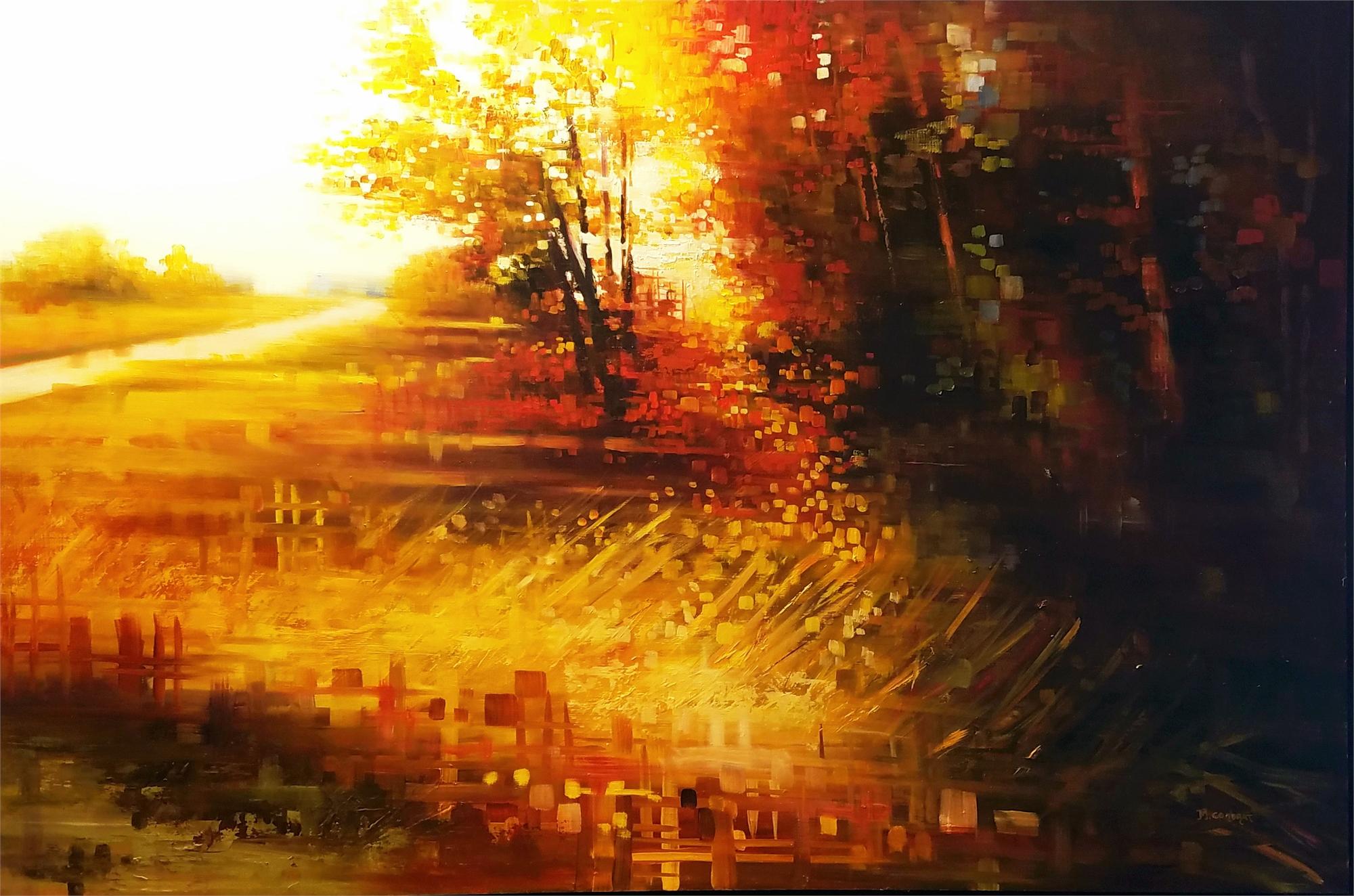 Michelle Condrat Landscape Painting - Golden Field, Oil painting