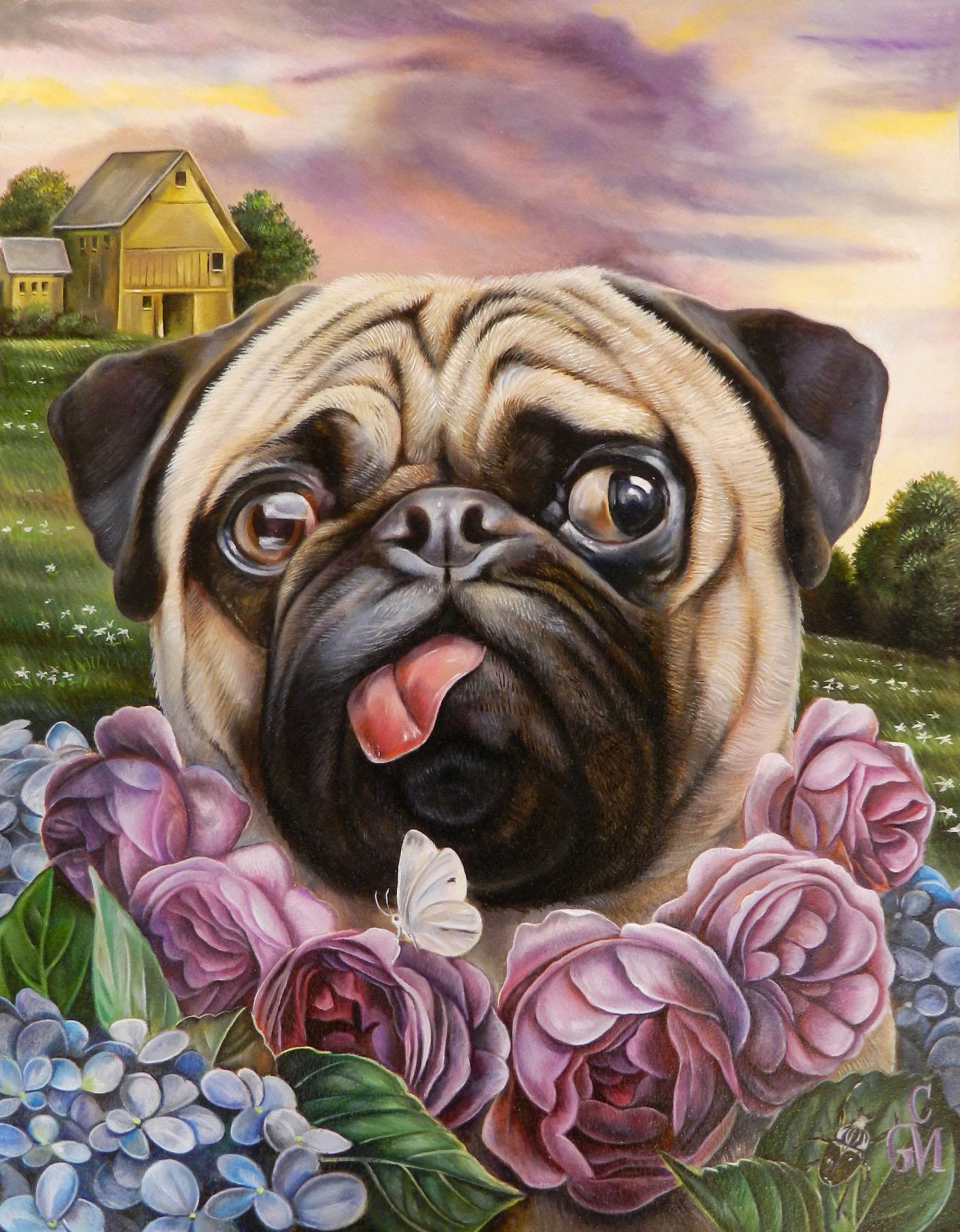 Claudia Martucci Animal Painting - Purple Rose of Cujo 