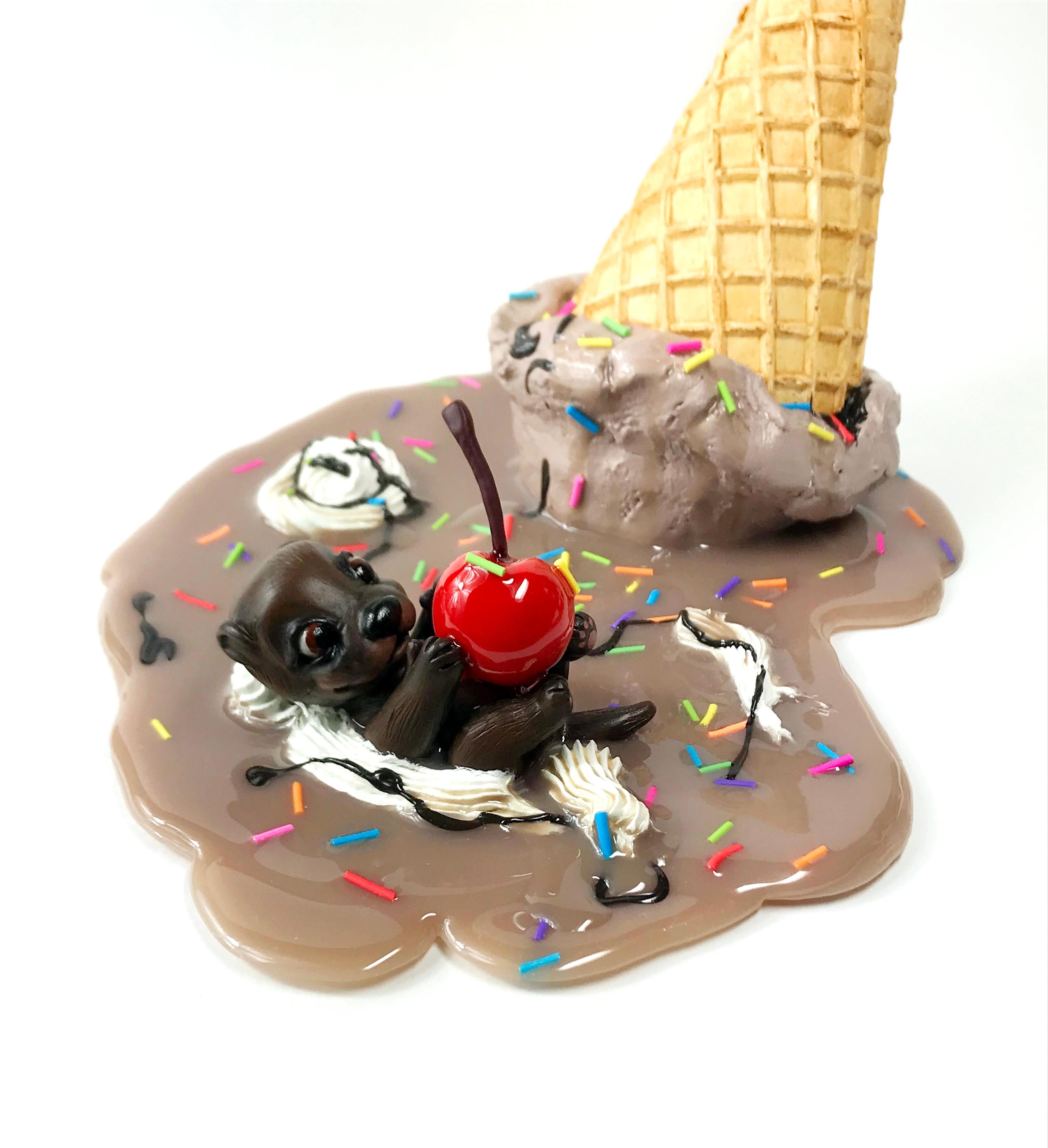 Chocolate Drizzle - Waffle Cone Otter - Sculpture by Corina St. Martin