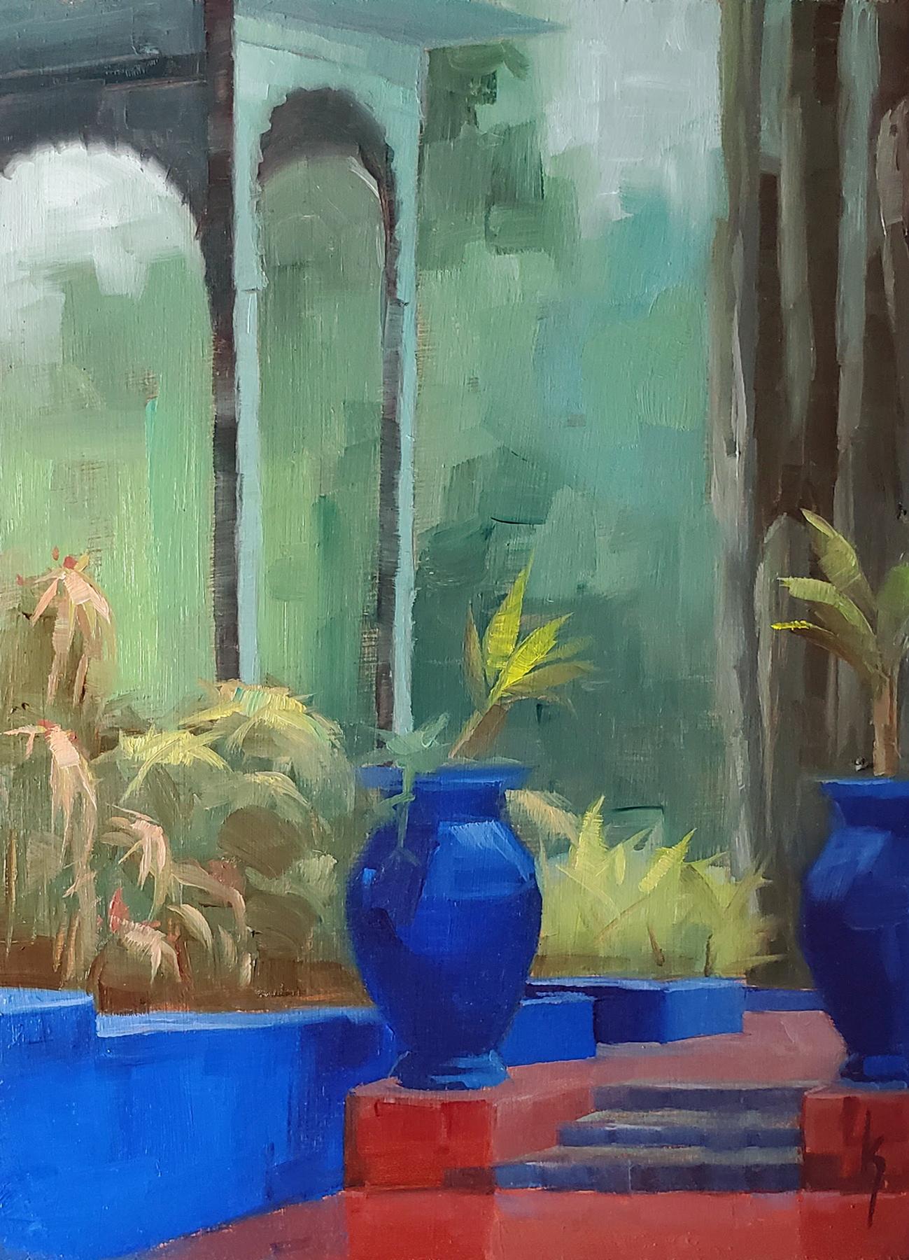 Kirsten Savage Still-Life Painting - "Blue Paradise", Oil Painting