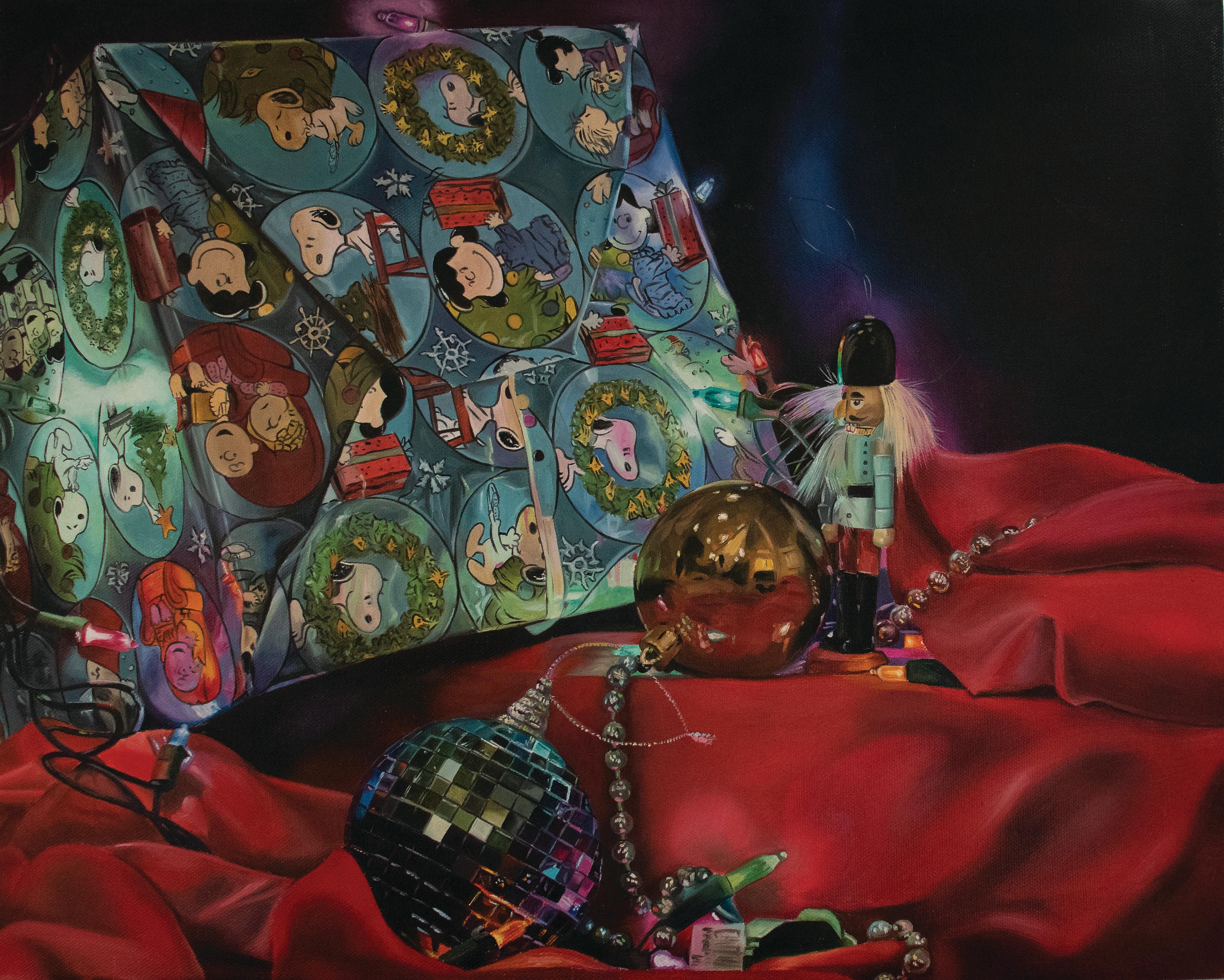 Daniela Velez Still-Life Painting - Reflections of Christmas 