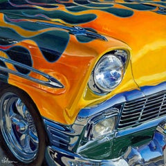 "1956 Flamin’ Chevrolet Bel Air," Acrylic painting