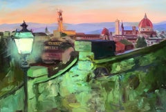 „Dusking“ von Pam Ingalls, Original impressionistisches Stadtbild, Ölgemälde