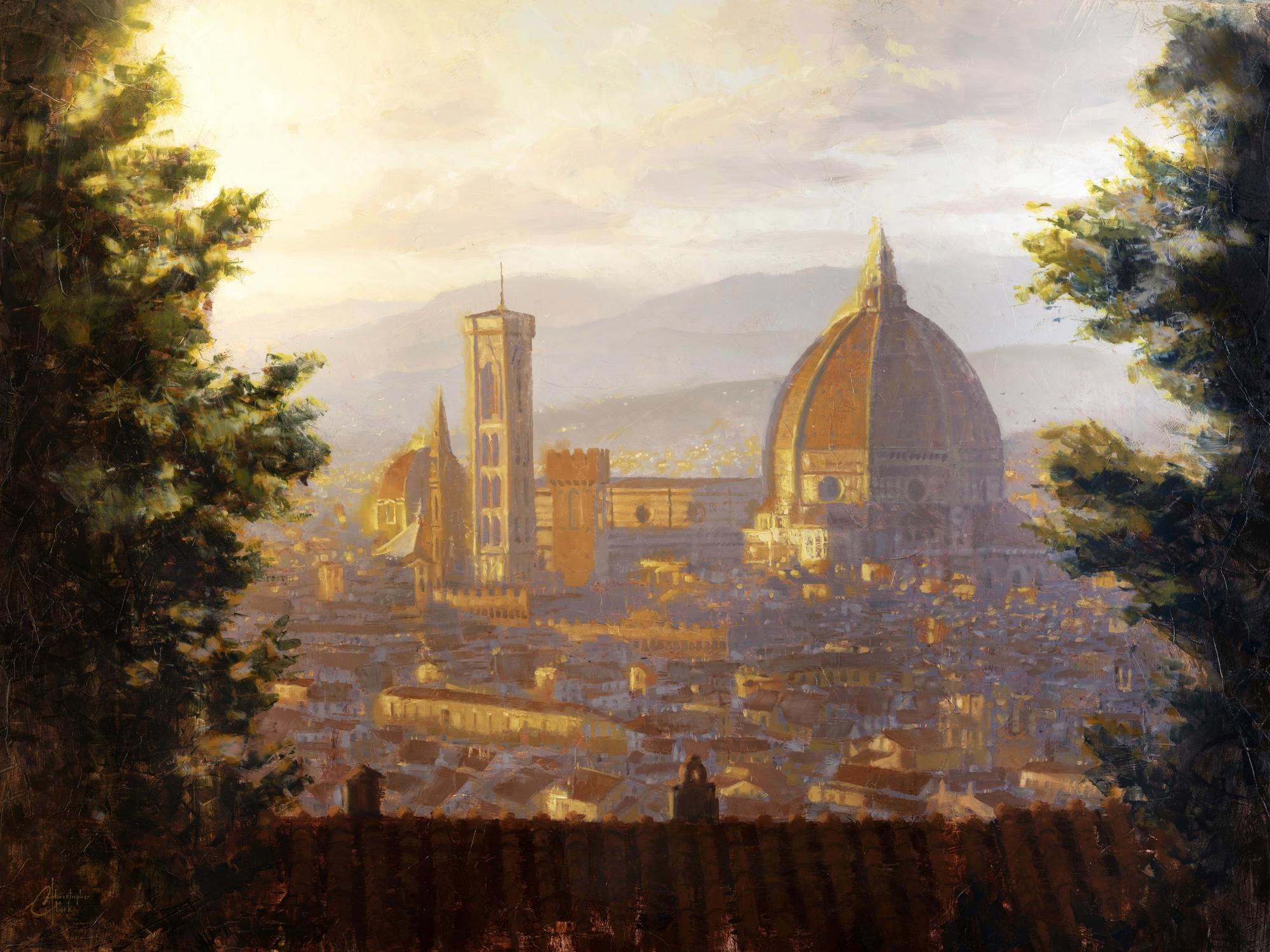 Christopher Clark Figurative Painting - Florence, Italy - Duomo from a Distance