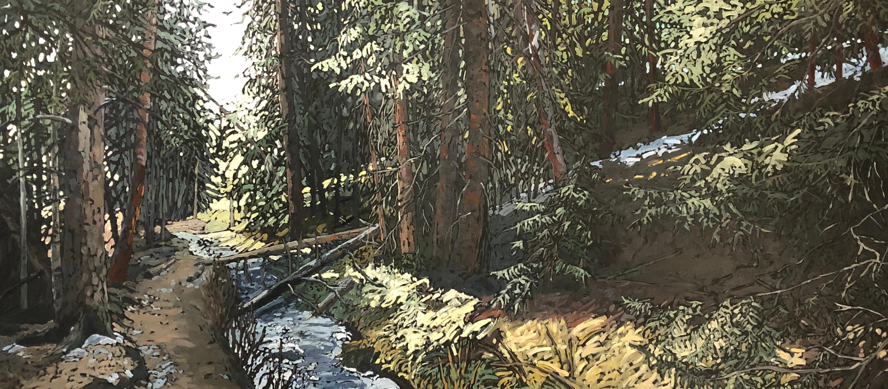Deb Komitor Landscape Painting - As Winter Holds On In the Shadows