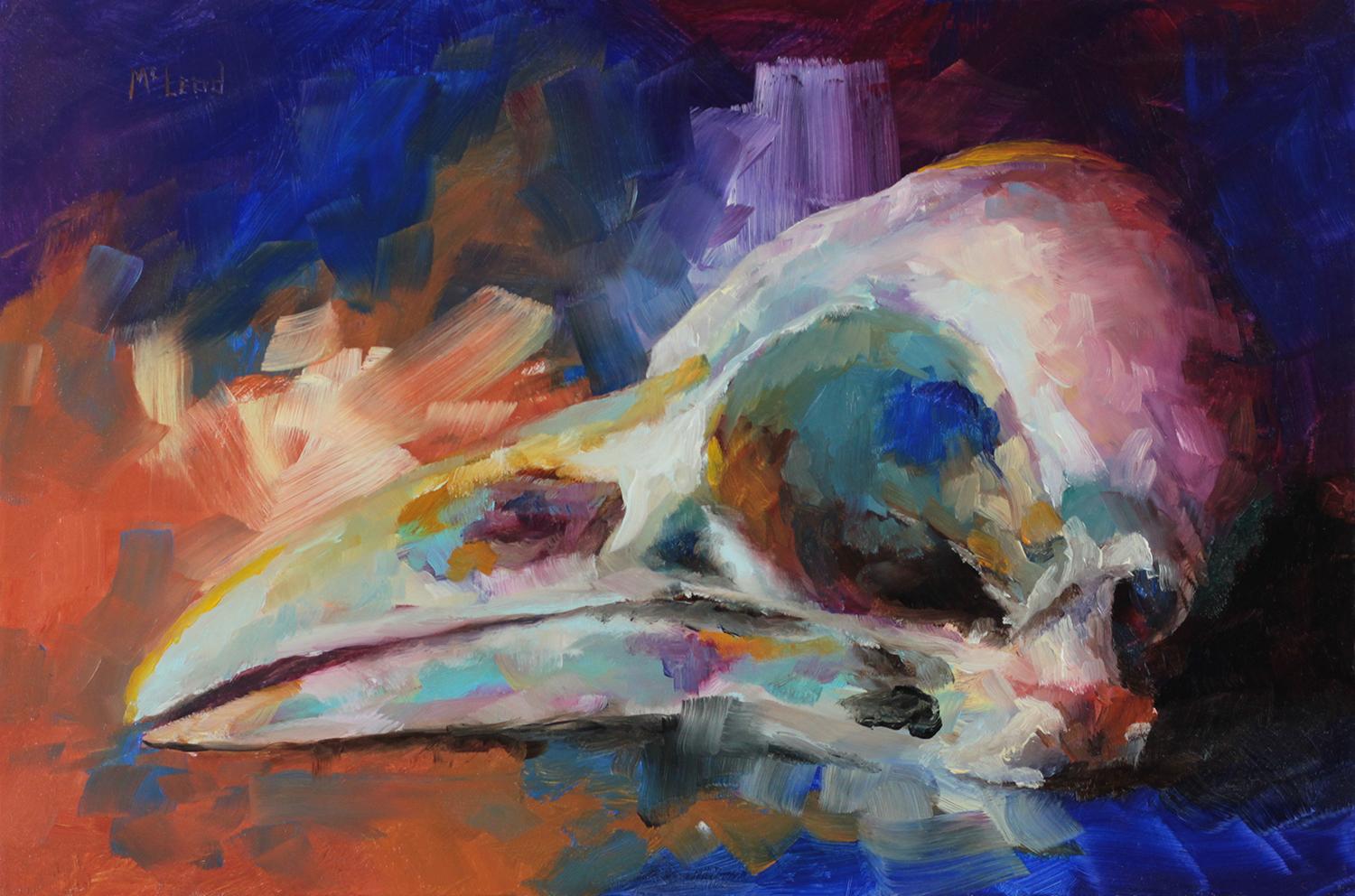 John McLeod Animal Painting - Crow Skull