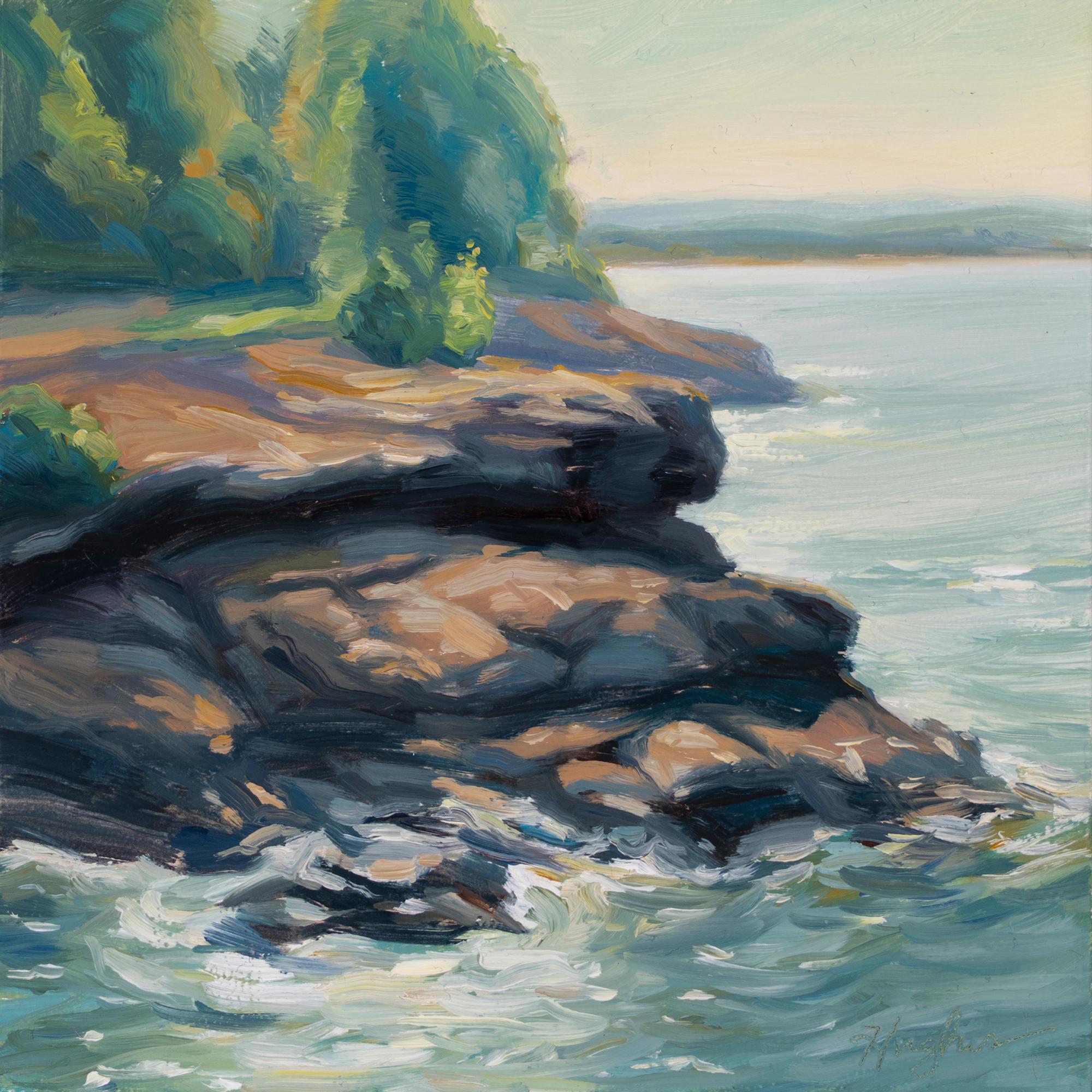 Primary Hughes Figurative Painting - "Presque Isle (Day 46), September 22, 2020" Oil Painting