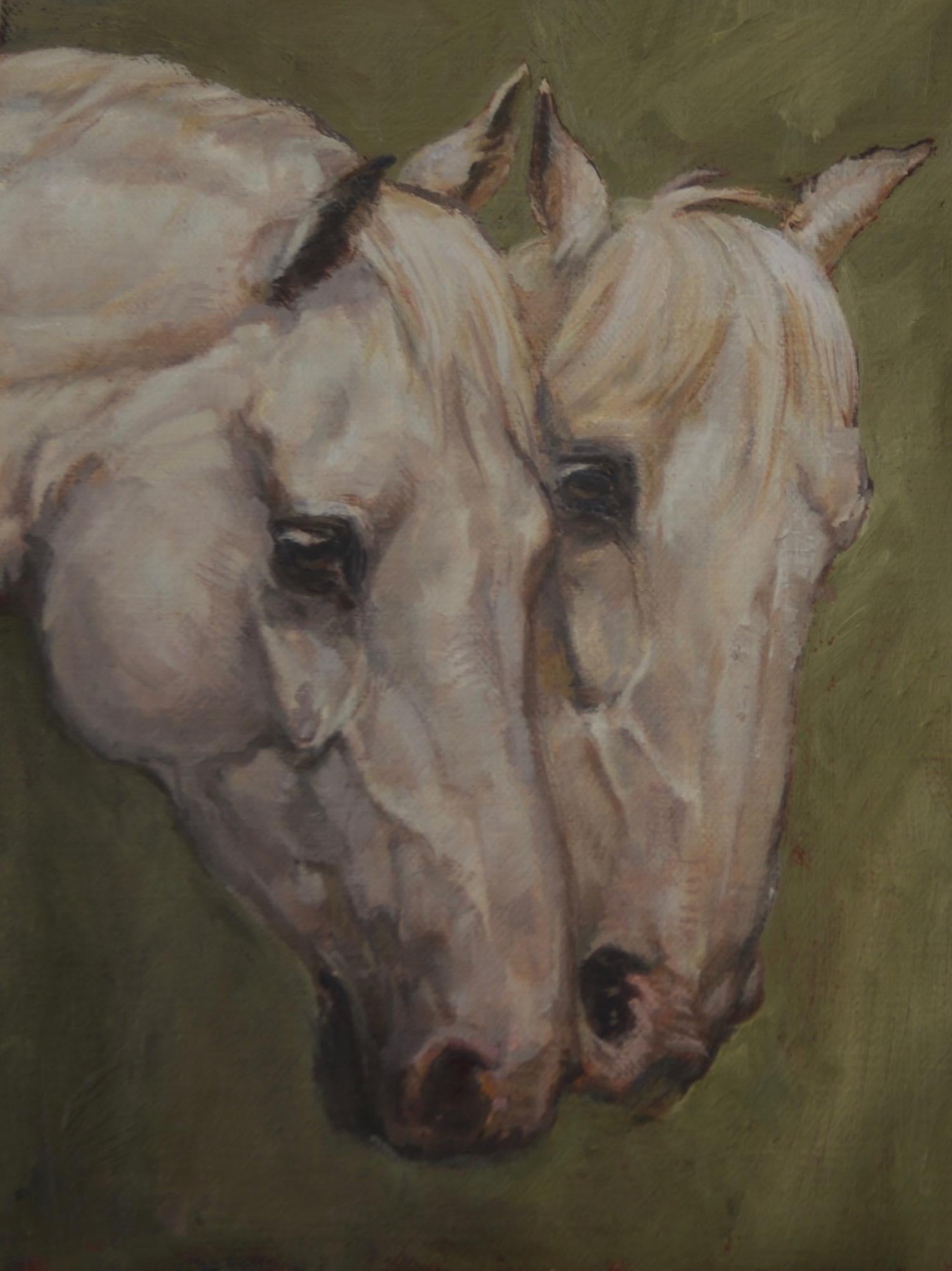 Valarie Wolf Animal Painting - "Allegiance" Oil painting