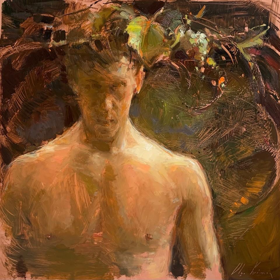 Olga Krimon Portrait Painting - "Bacchus" Oil painting