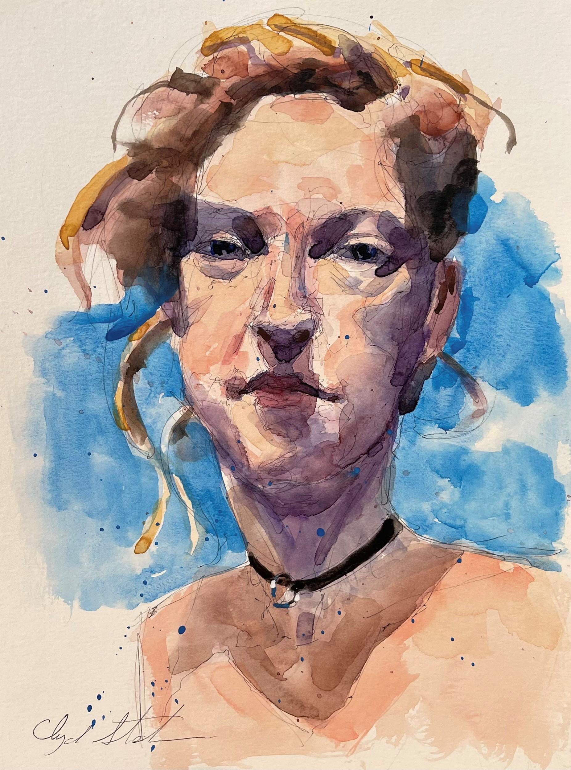 Clyde Steadman Portrait - "Untitled 8, " Watercolor Painting