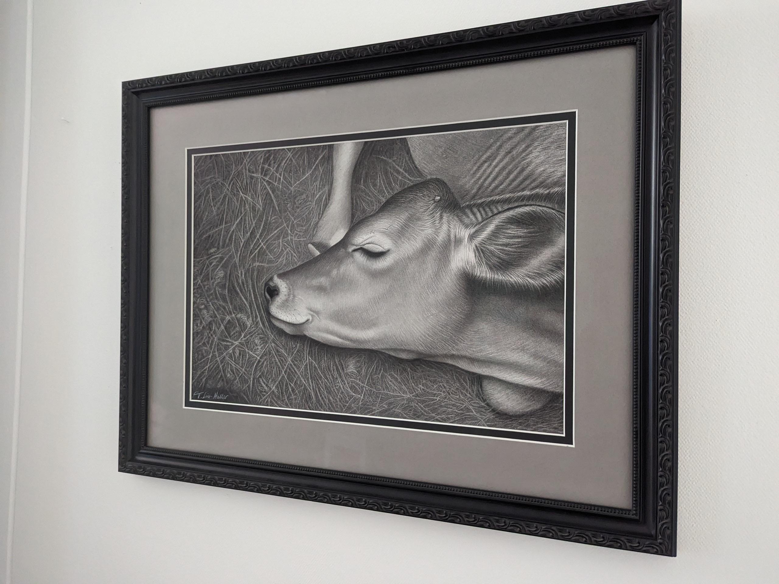 Le dessin en graphite « Sleepyhead » - Photoréalisme Art par Tammy Liu-Haller