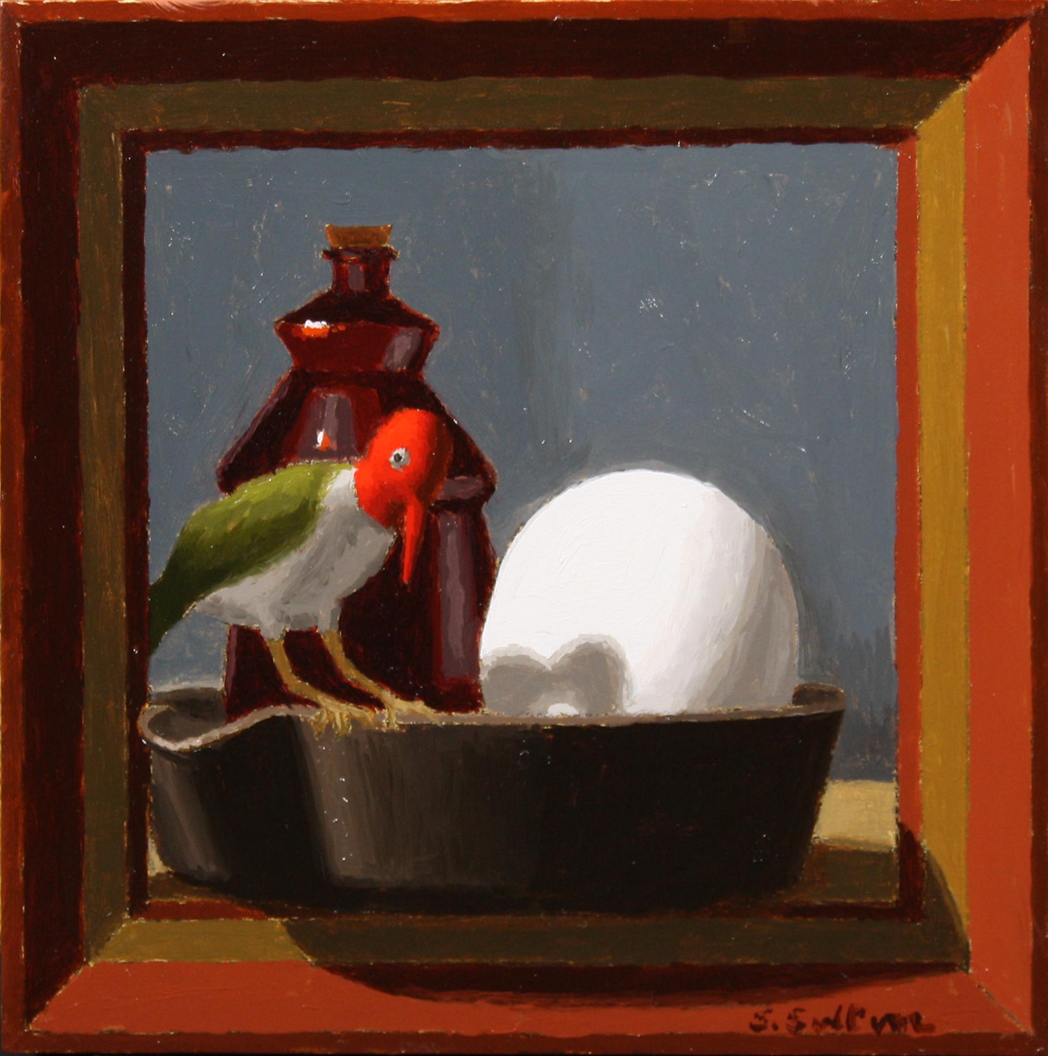 "Petit Dejeuner" Oil Painting of Bird and Egg - Art by Shawn Sullivan