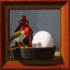"Petit Dejeuner" Oil Painting of Bird and Egg