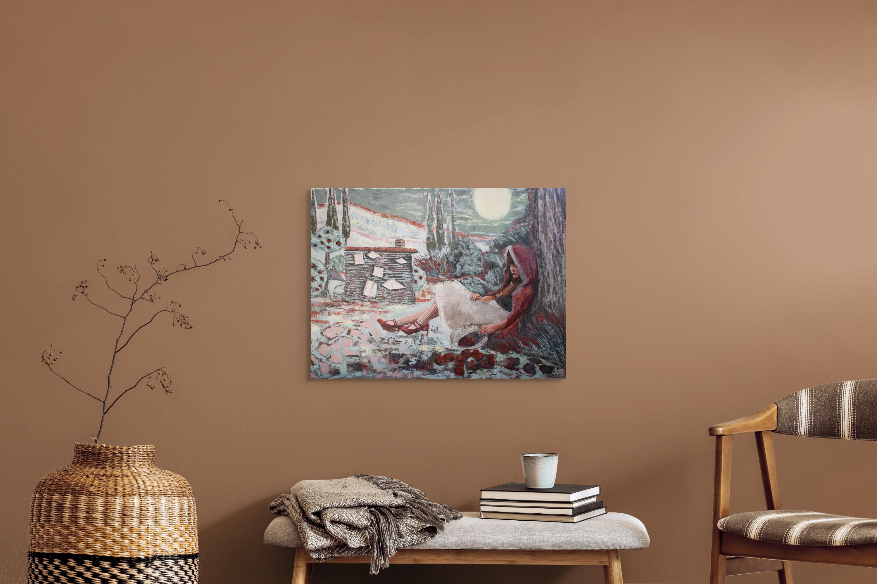 „Story of Red“ – Originalgemälde von Andrada Trapnell, Red Riding Hood inspiriert im Angebot 2