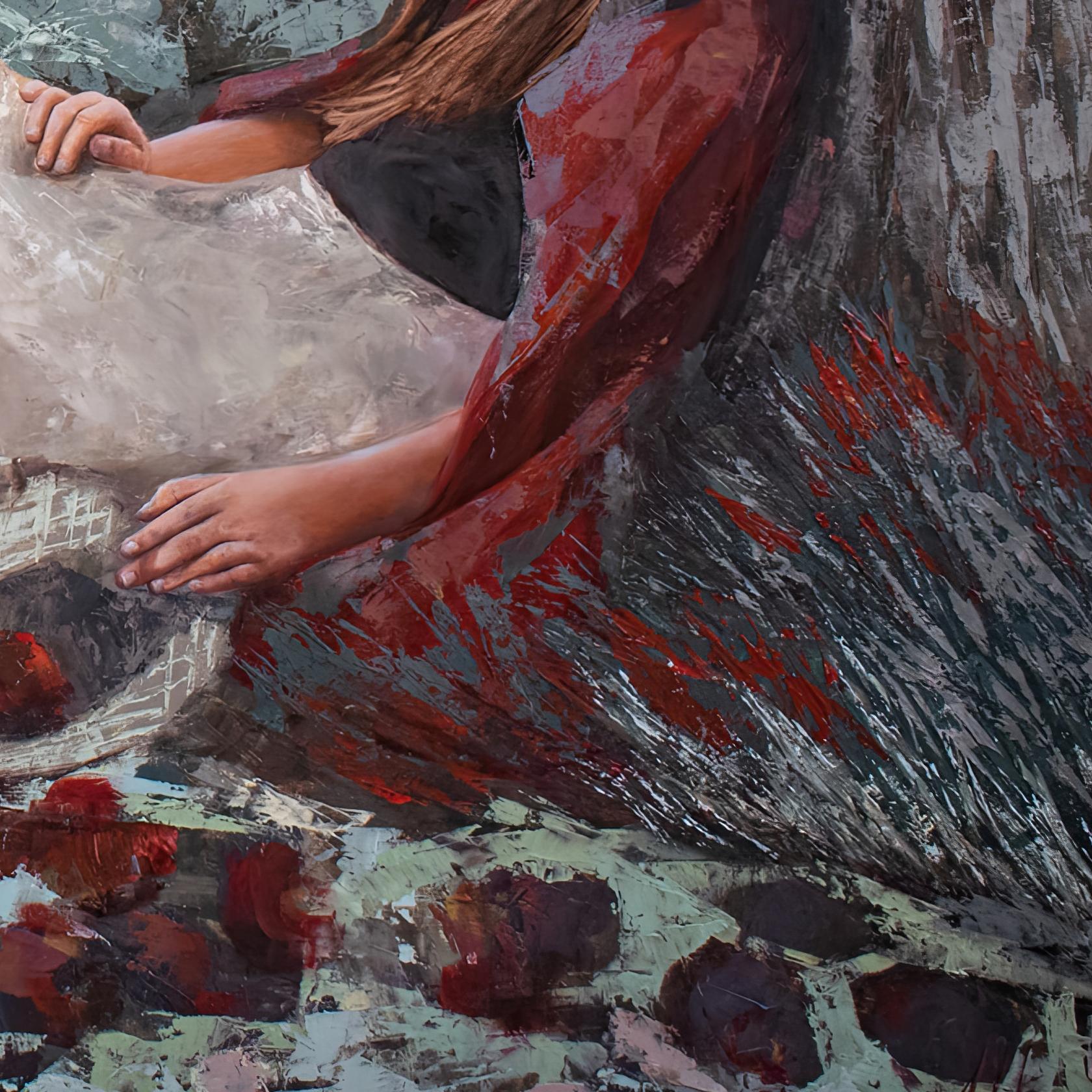 „Story of Red“ – Originalgemälde von Andrada Trapnell, Red Riding Hood inspiriert im Angebot 7