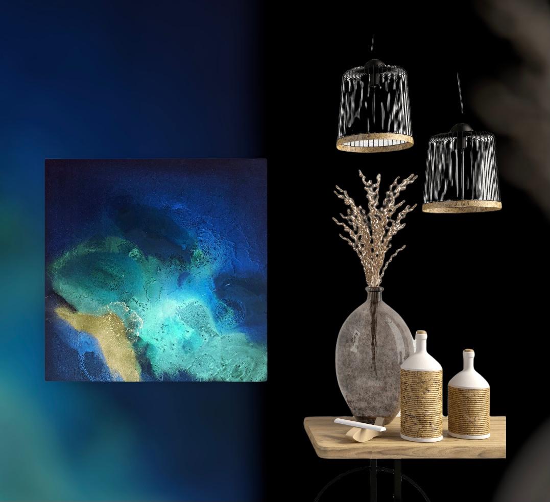 « Light Within », vue aérienne de l'océan bleu sarcelle luminescente d'Ana Hefco en vente 1