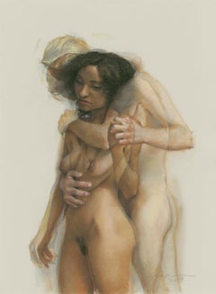 "Esperanza" (2016) de Jane Radstrom, Pintura original al óleo en pastel, Pareja desnuda