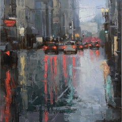 "San Francisco Rain" - Original Oil Painting, Impressionist Cityscape