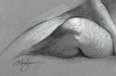 "Esme" by Primary Hughes, Original Female Nude Portrait Charcoal Drawing