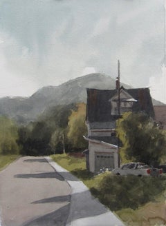 « This Way to the Mountains » (2023) de Mo Myra, aquarelle originale vernie