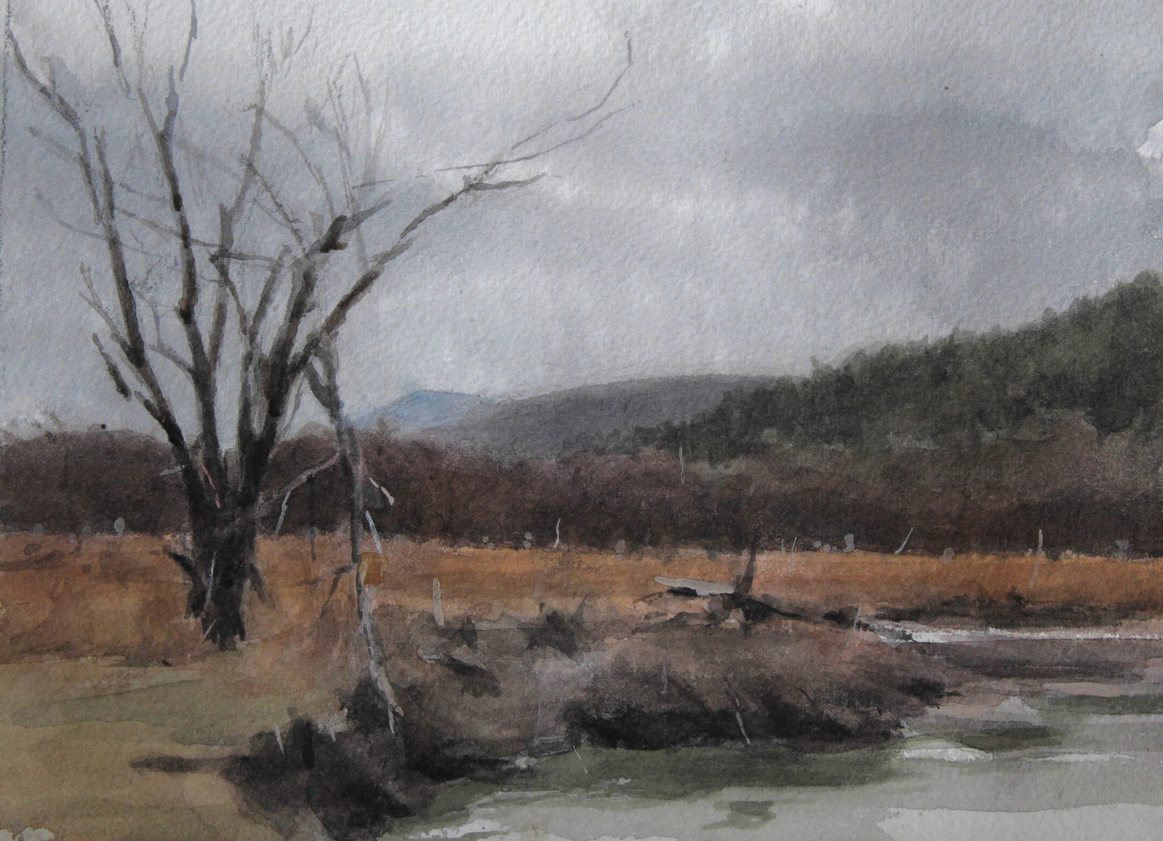 "Where the River Runs" (2024) by Mo Myra, Original Watercolor Painting