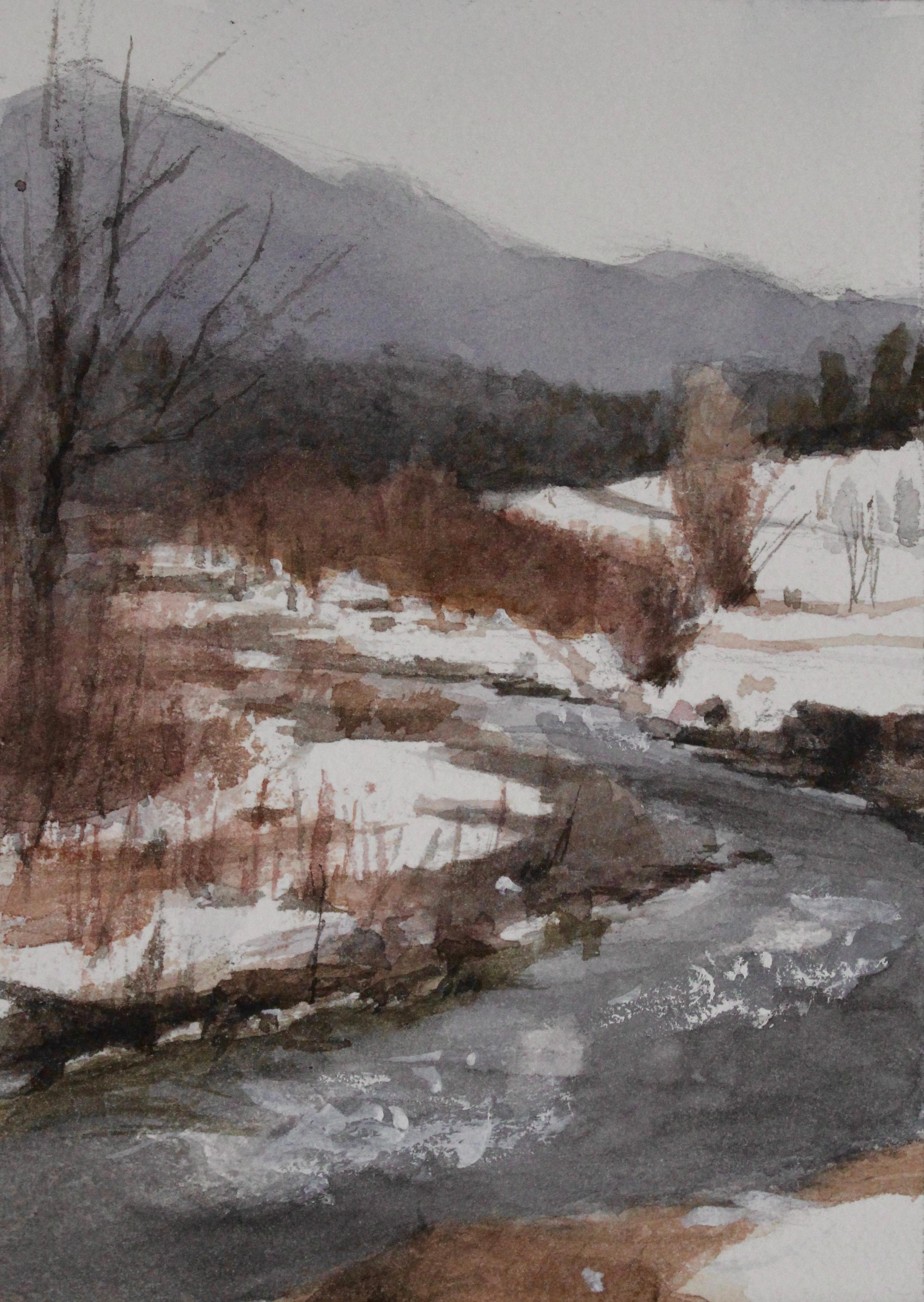 "Melody of the River" (2024) by Mo Myra, Original Watercolor Painting