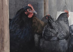 "The Providers" (2023) by Mo Myra, Original Watercolor Painting of Chickens