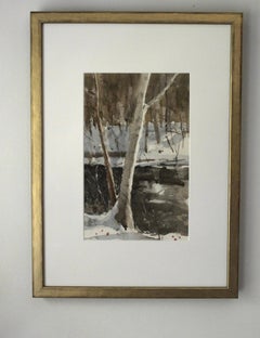 "Walk Along the River" (2022) by Mo Myra, Original Landscape Watercolor Painting