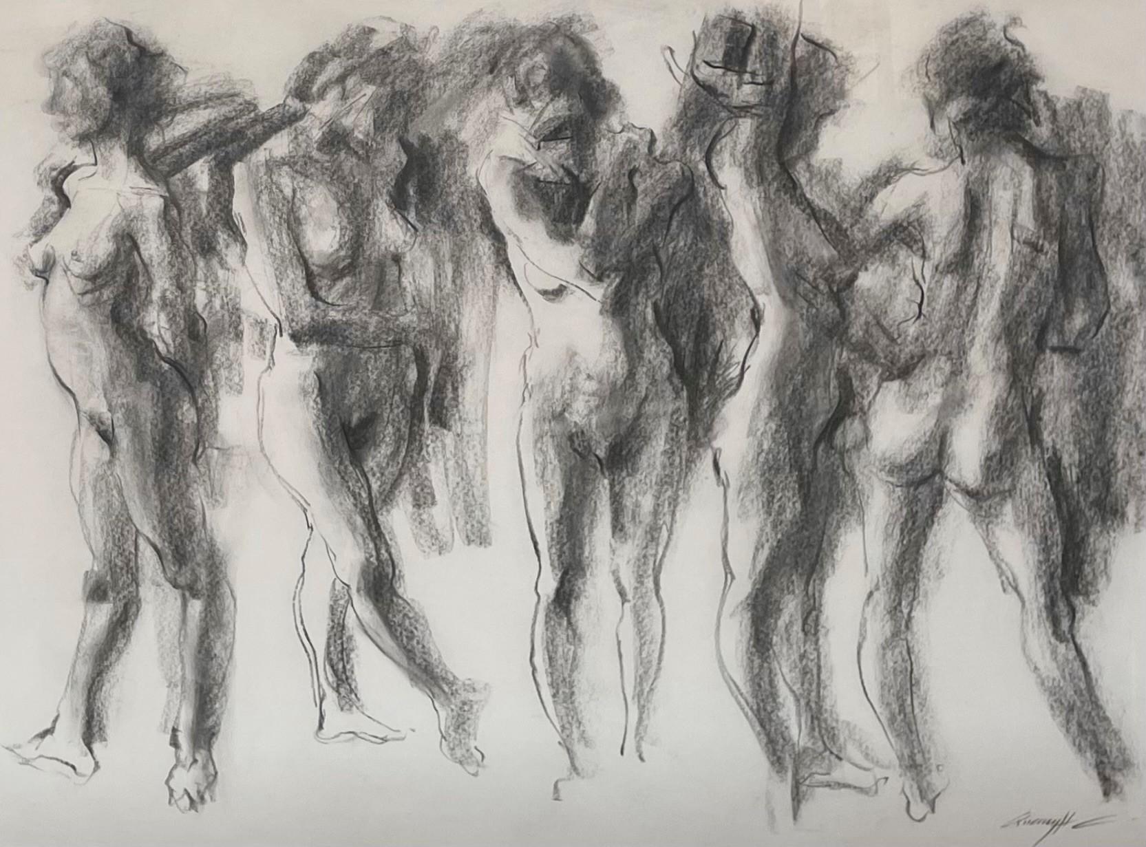 "Senza titolo" (2023) di Quang Ho, illustrazione originale a carboncino