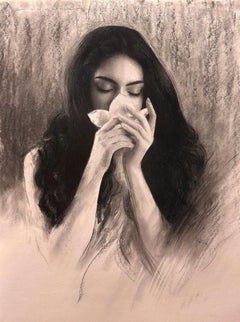 „Fragrance“ (2024) von Bunyod Suvonov, Original Zeichnung in Holzkohle und Graphit