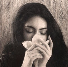 "Fragrance" (2024) By Bunyod Suvonov, Original Charcoal and Graphite Drawing