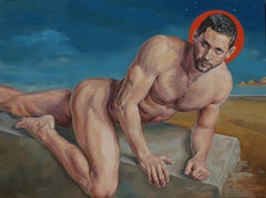"Blake of Night" (2012) di John Tarantola, ritratto originale ad olio di un nudo