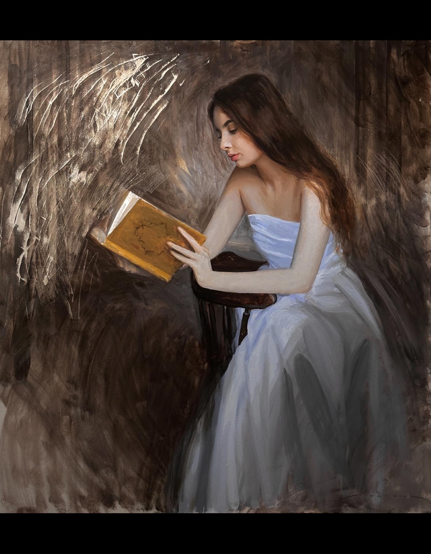 "Historia interesante" (2023) de Bunyod Suvonov, Pintura al óleo original