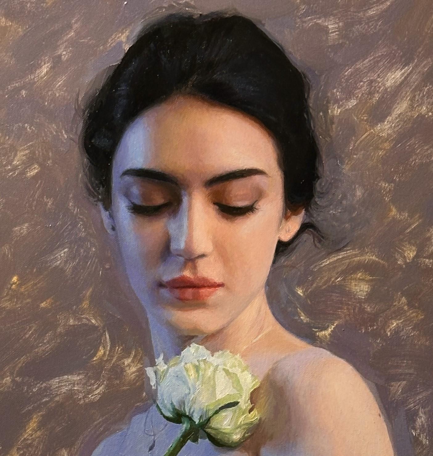 « Lady in Red » (2024) de Bunyod Suvonov, peinture à l'huile originale en vente 1