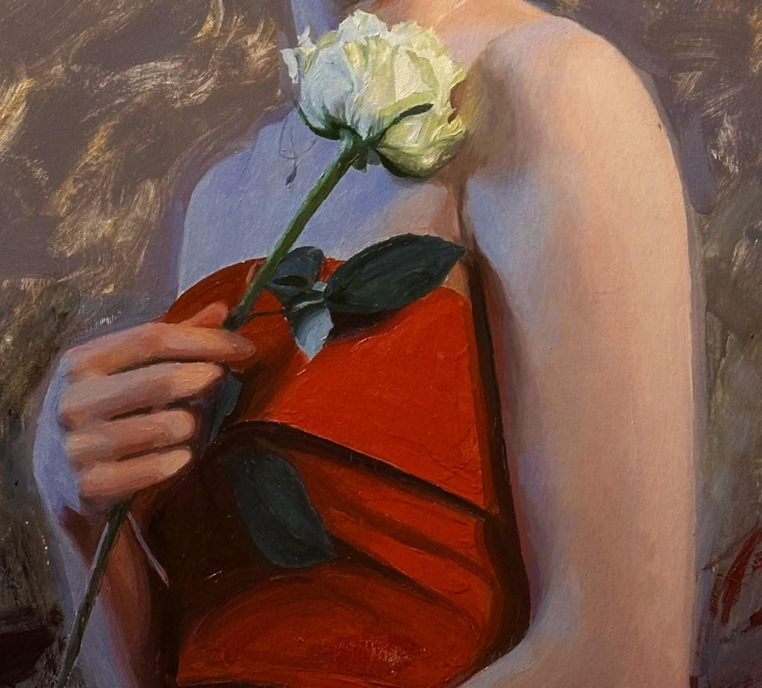 « Lady in Red » (2024) de Bunyod Suvonov, peinture à l'huile originale en vente 2