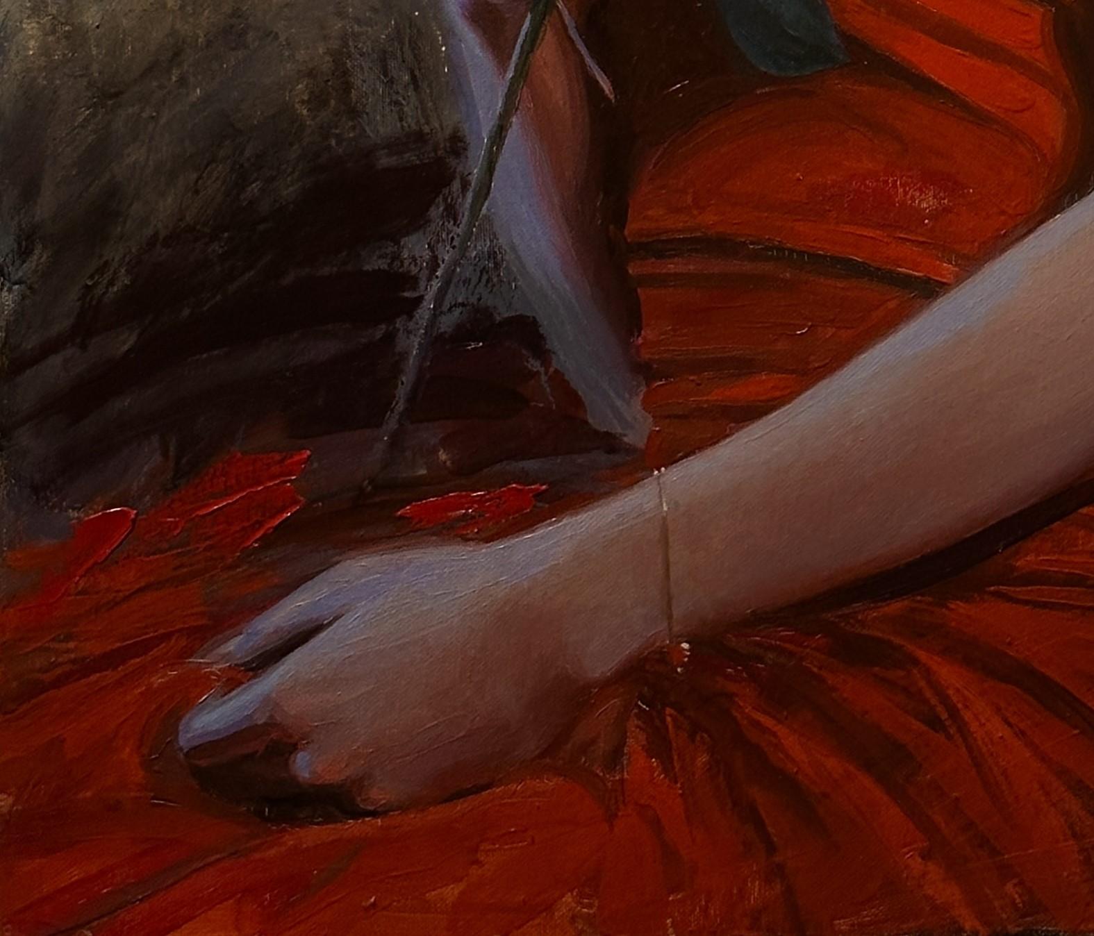 « Lady in Red » (2024) de Bunyod Suvonov, peinture à l'huile originale en vente 3