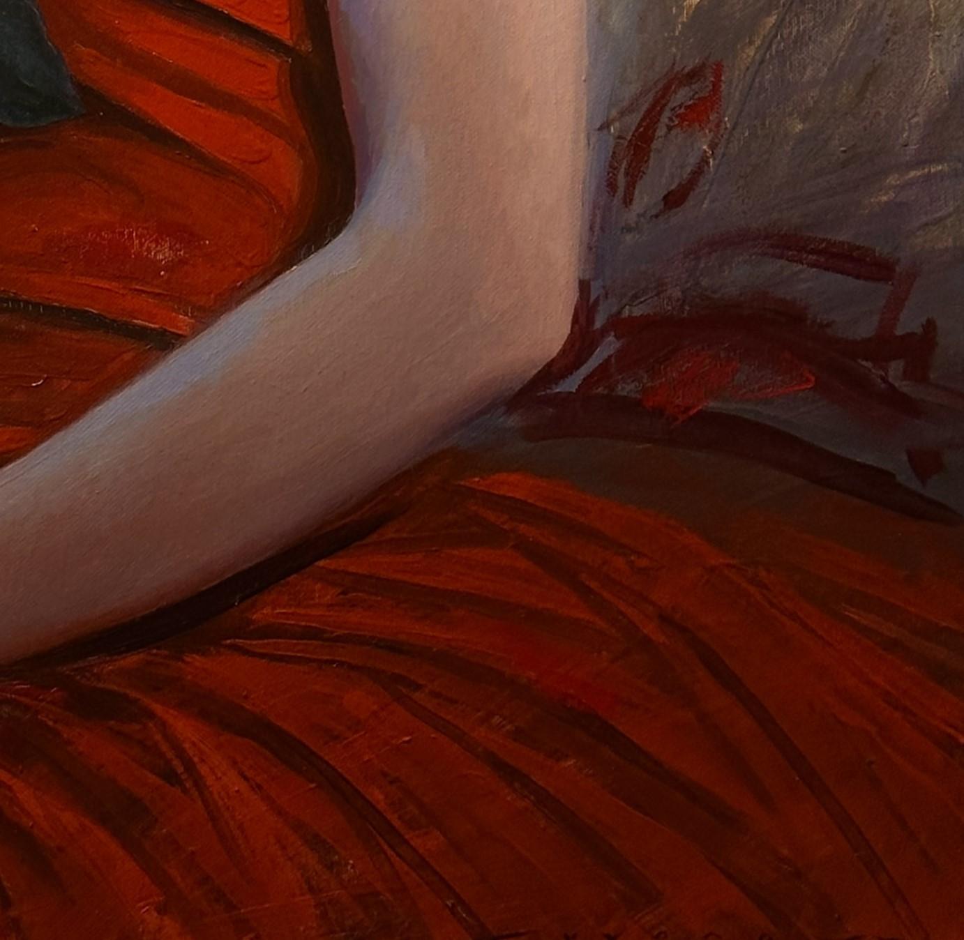« Lady in Red » (2024) de Bunyod Suvonov, peinture à l'huile originale en vente 4