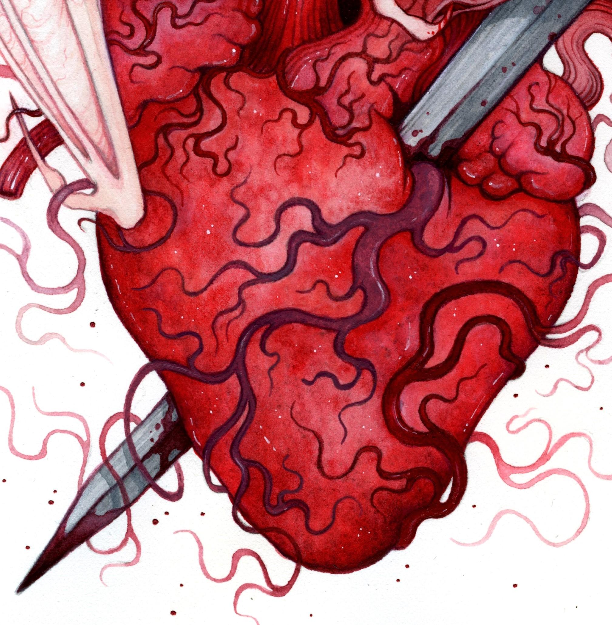 „My Vampire Heart“ (2024) von Nana Williams, Original-Aquarellgemälde im Angebot 3
